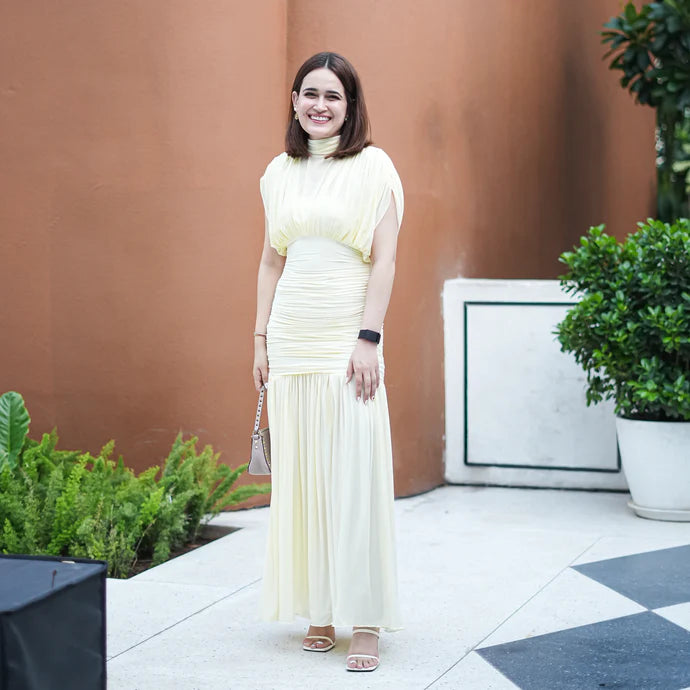 Balloon Lycra Butter Yellow Dress