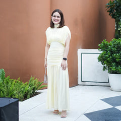 Balloon Lycra Butter Yellow Dress