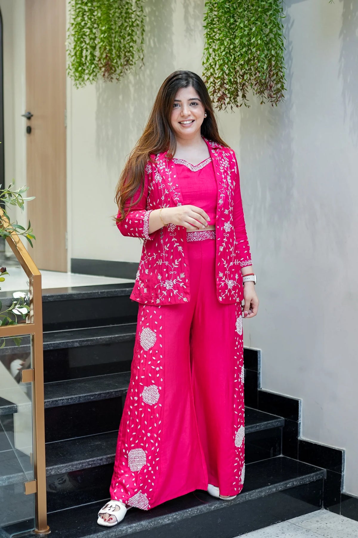 Aashi Embroidered Dola Silk Three Piece Set