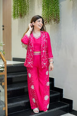 Aashi Embroidered Dola Silk Three Piece Set