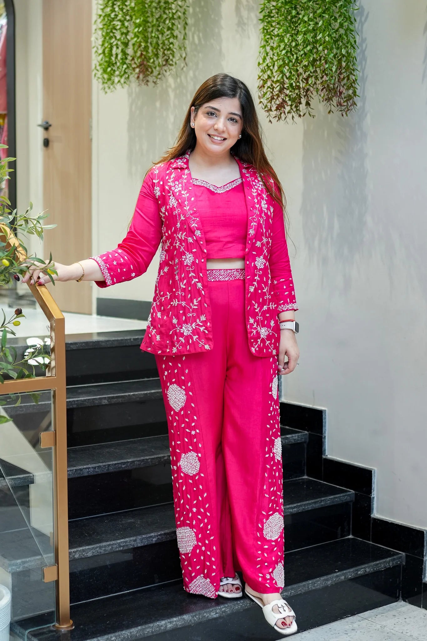 Aashi Embroidered Dola Silk Three Piece Set