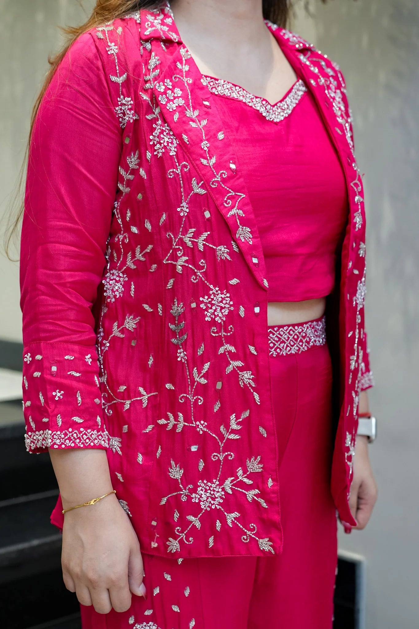 Aashi Embroidered Dola Silk Three Piece Set