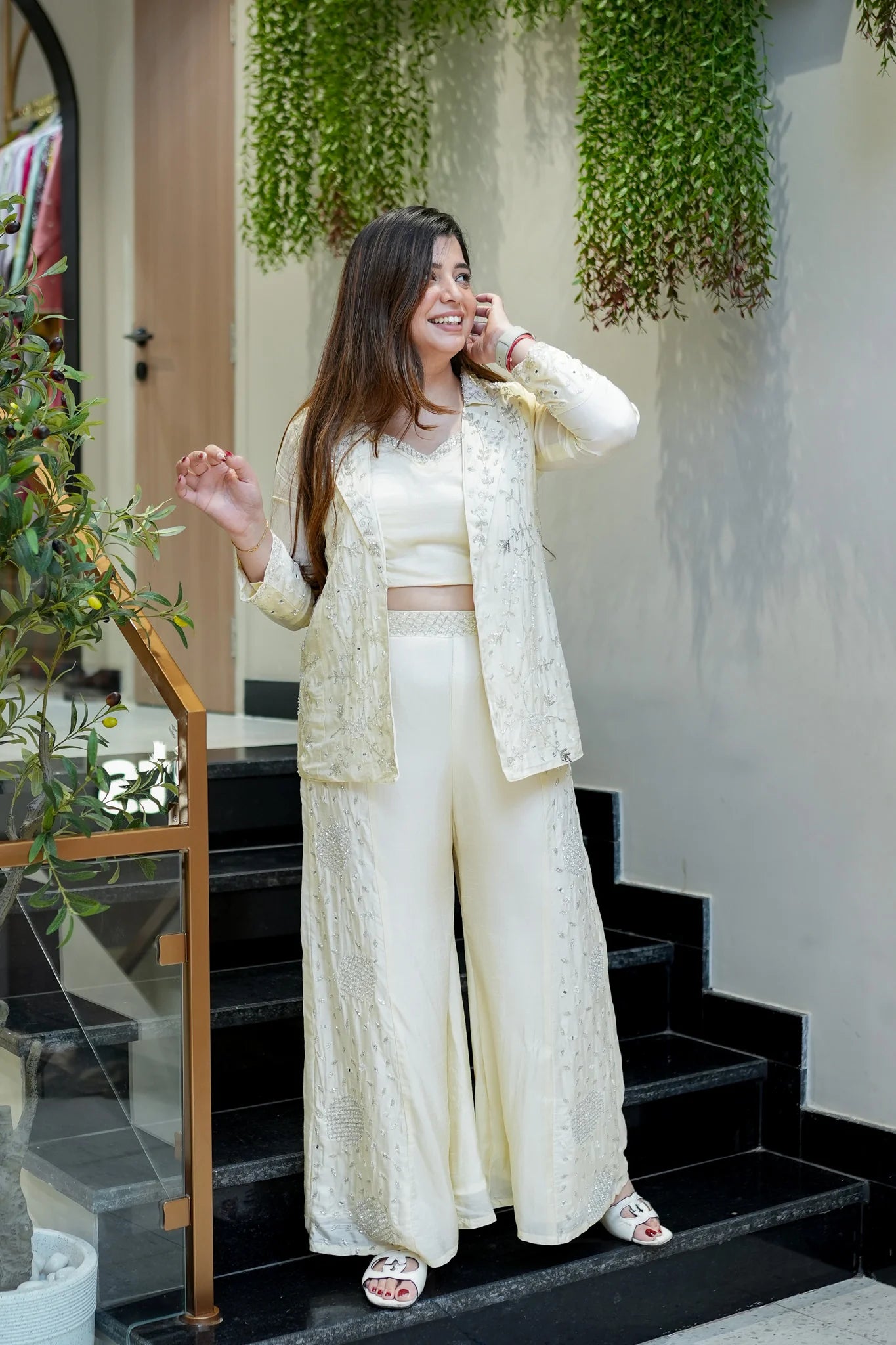 Aashi Embroidered Dola Silk Three Piece Set