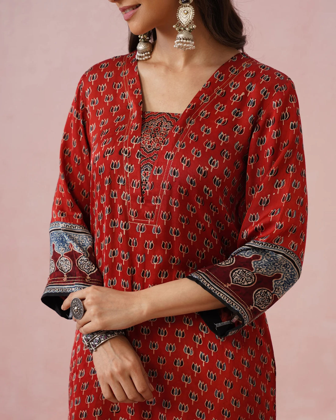 Rangrez Ajrakh Printed Cotton Kurta Suit Set