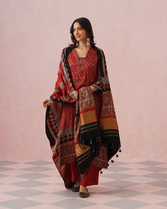 Rangrez Ajrakh Printed Cotton Kurta Suit Set