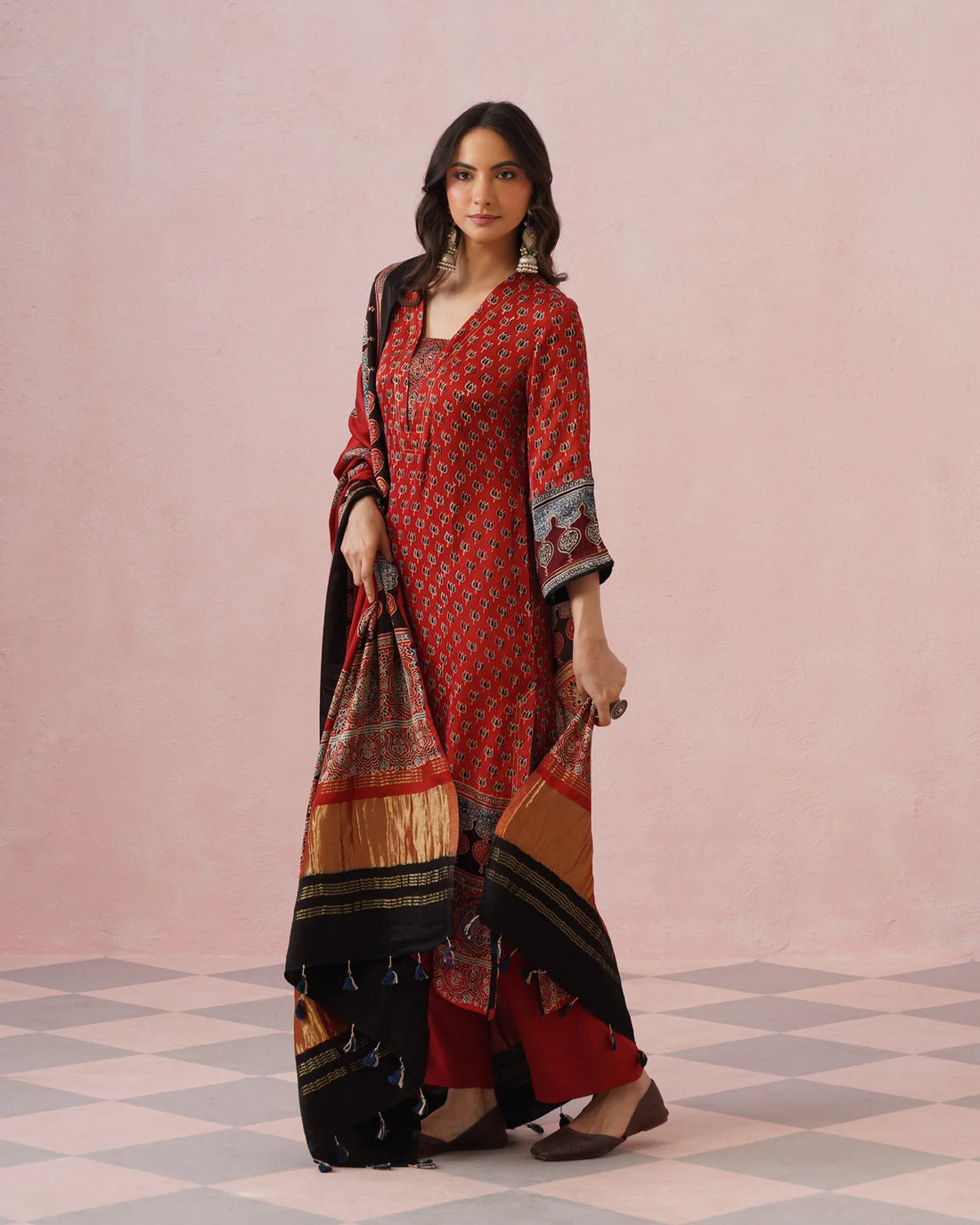 Rangrez Ajrakh Printed Cotton Kurta Suit Set