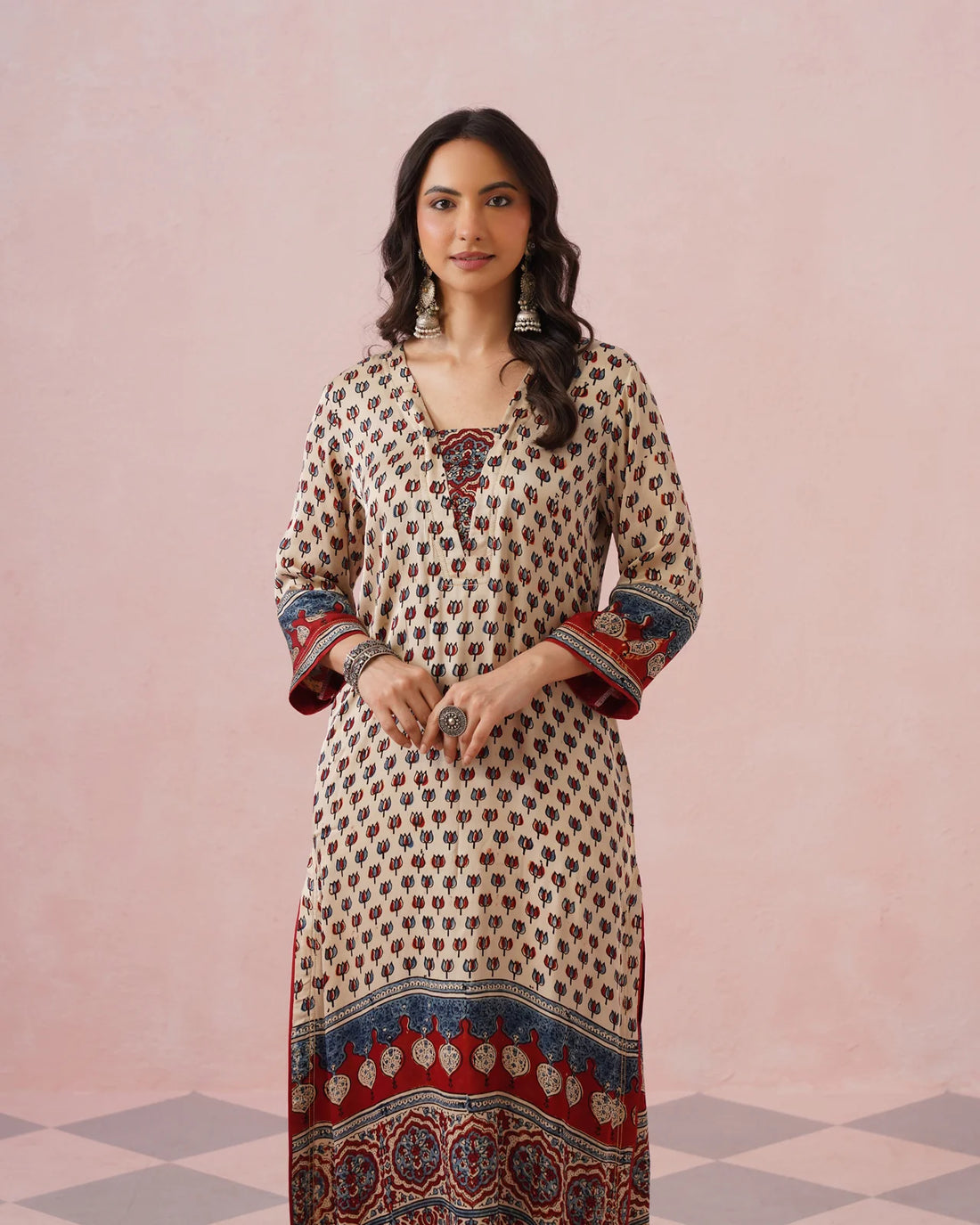 Rangrez Ajrakh Printed Cotton Kurta Suit Set