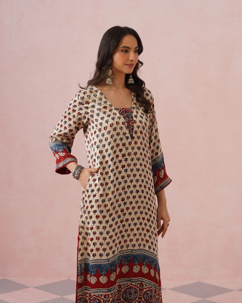 Rangrez Ajrakh Printed Cotton Kurta Suit Set