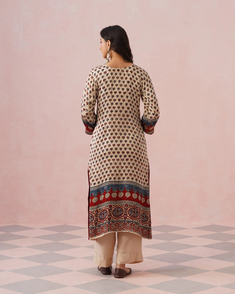 Rangrez Ajrakh Printed Cotton Kurta Suit Set