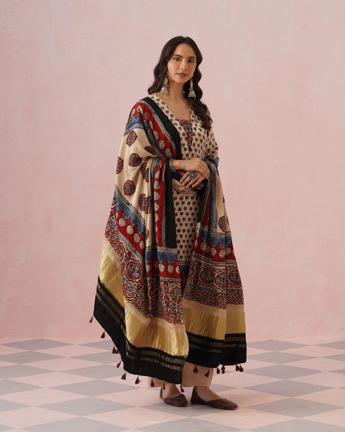 Rangrez Ajrakh Printed Cotton Kurta Suit Set