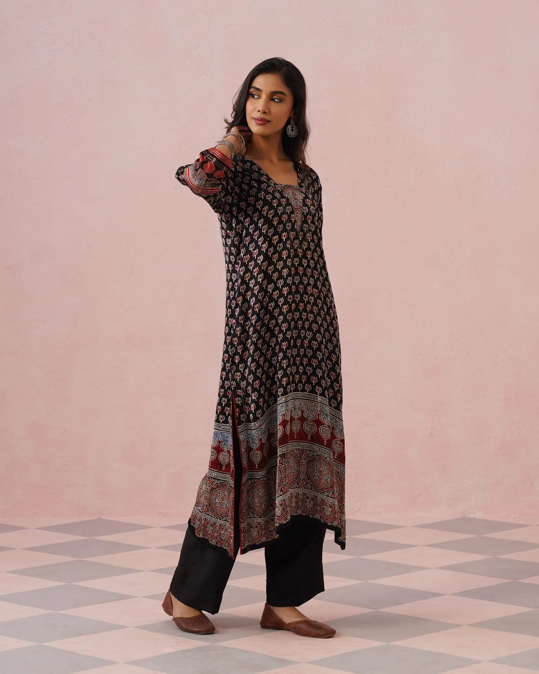 Rangrez Ajrakh Printed Cotton Kurta Suit Set