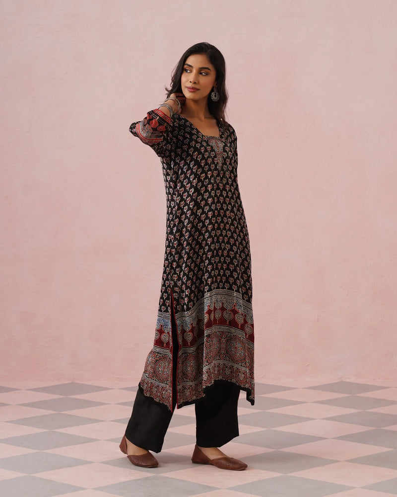 Rangrez Ajrakh Printed Cotton Kurta Suit Set