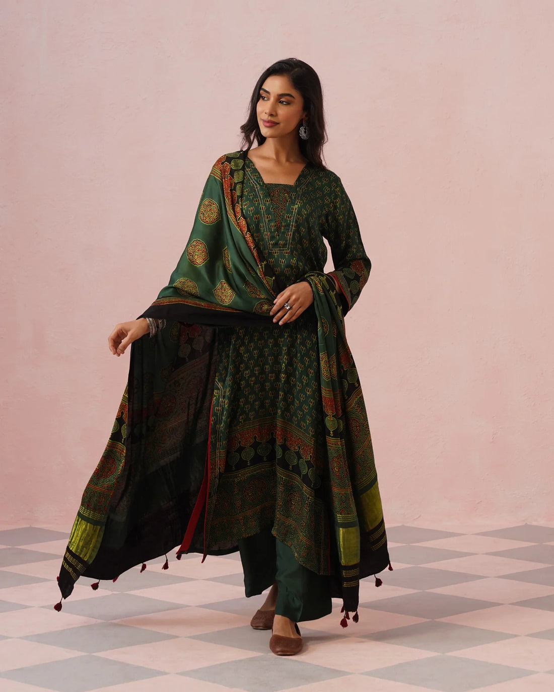 Rangrez Ajrakh Printed Cotton Kurta Suit Set