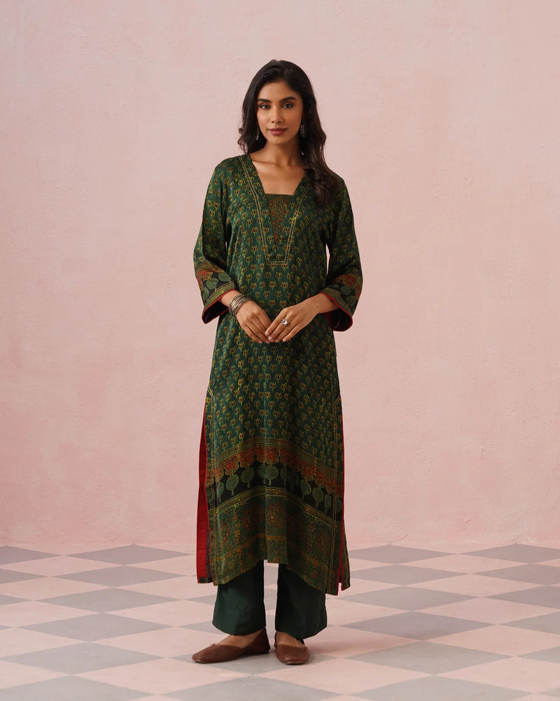 Rangrez Ajrakh Printed Cotton Kurta Suit Set