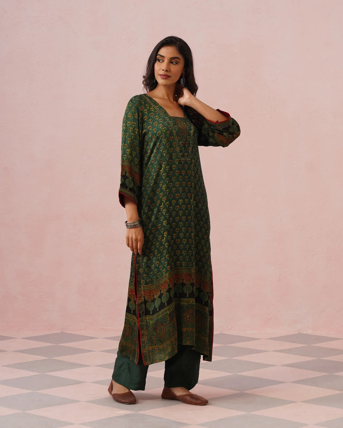 Rangrez Ajrakh Printed Cotton Kurta Suit Set