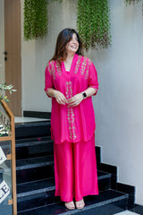 Mira Hot Pink Embroidered Co-Ord Set