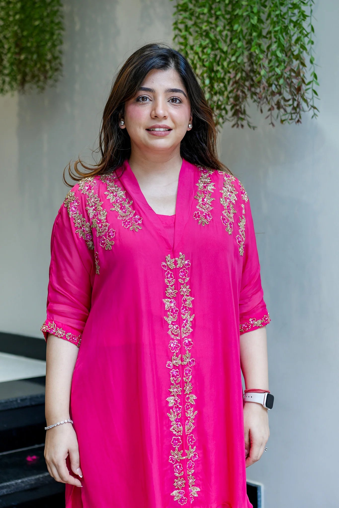 Mira Hot Pink Embroidered Co-Ord Set