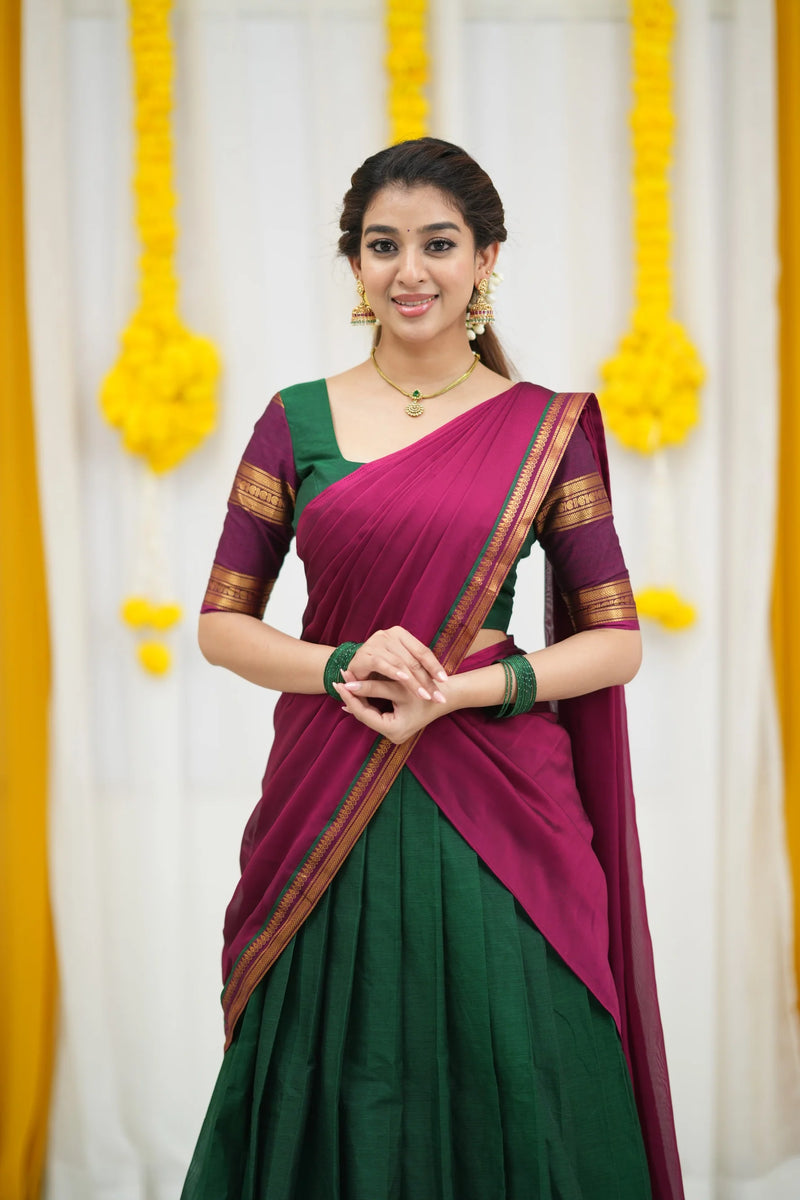 oft cotton blouse half saree