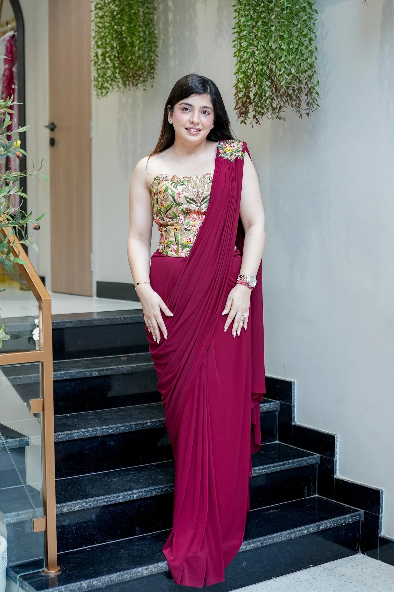 Embroidered Corset Saree with Blouse