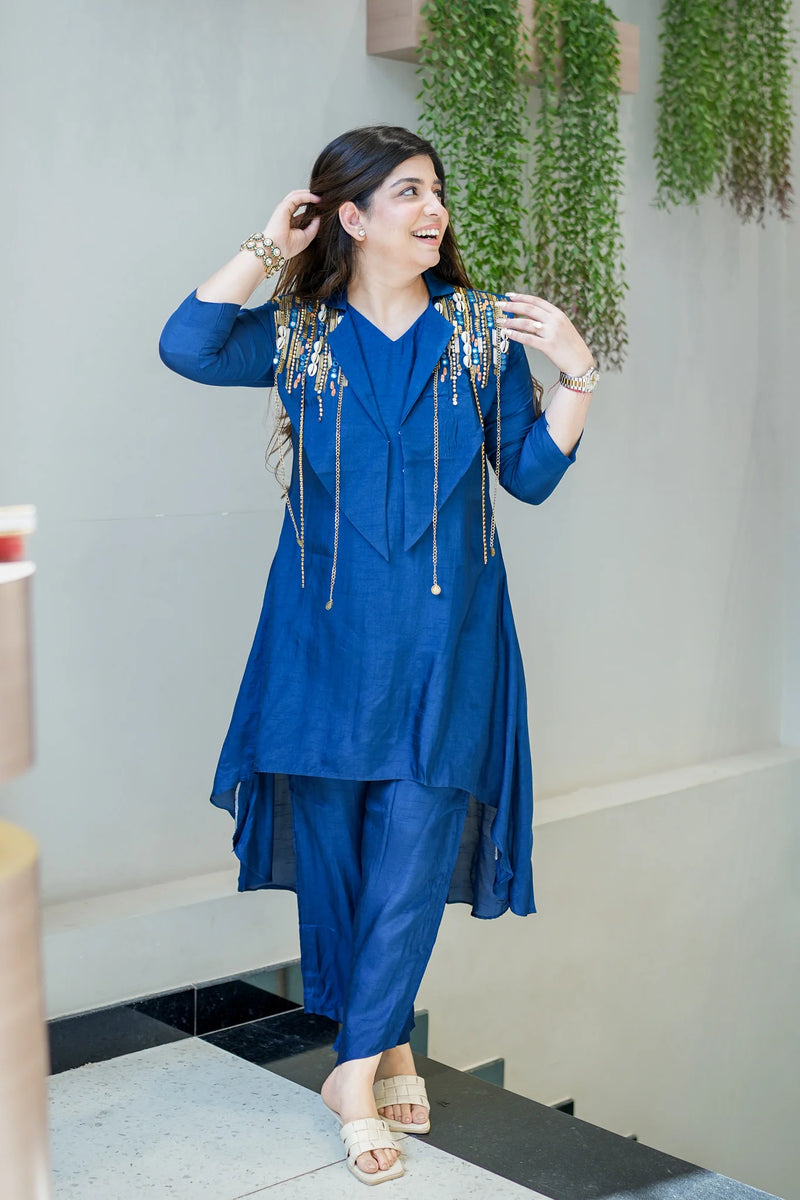 Vriha Embroidered Dola Silk Co-Ord Set