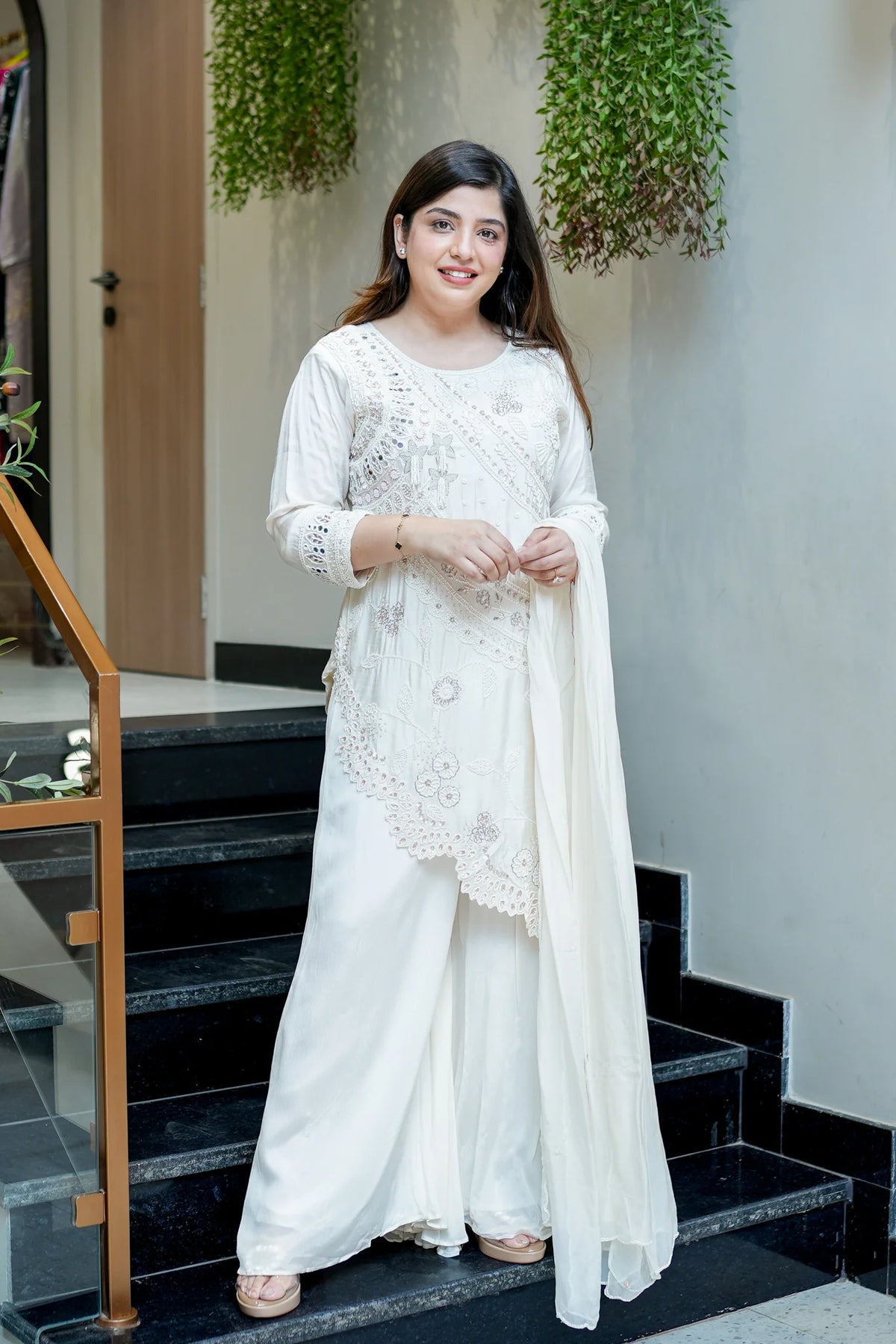 Embroidered Upside Down Silk Suit Set