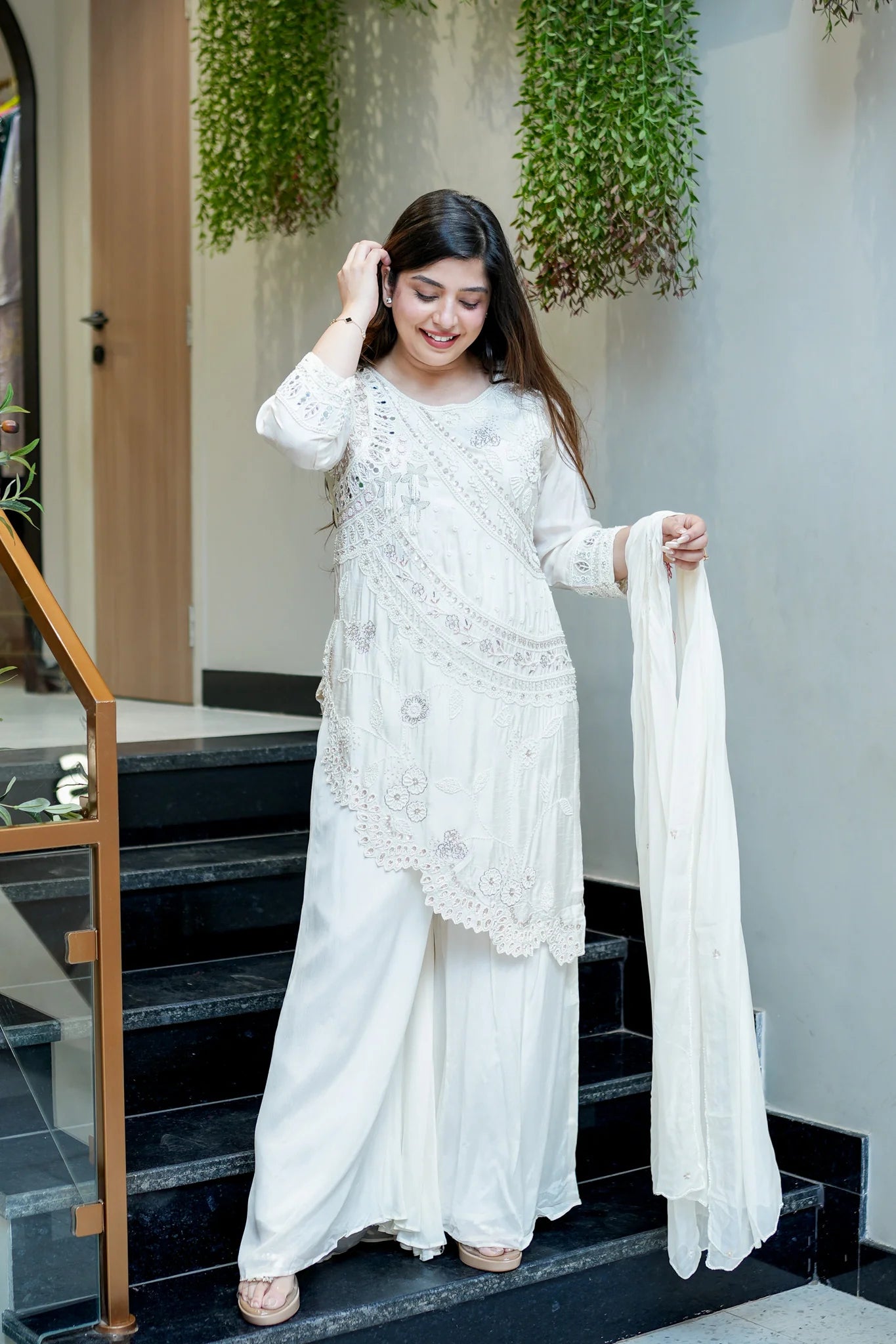 Embroidered Upside Down Silk Suit Set