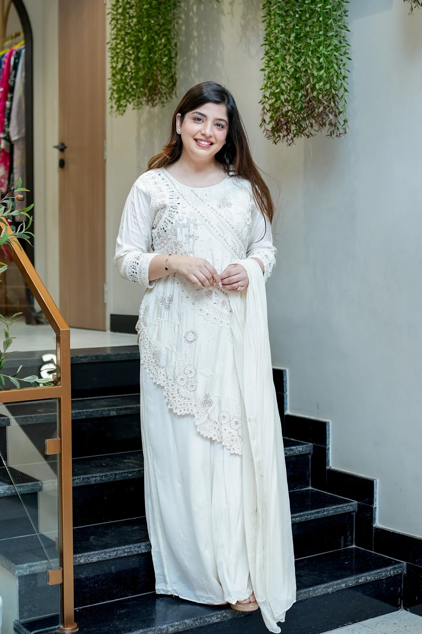 Embroidered Upside Down Silk Suit Set