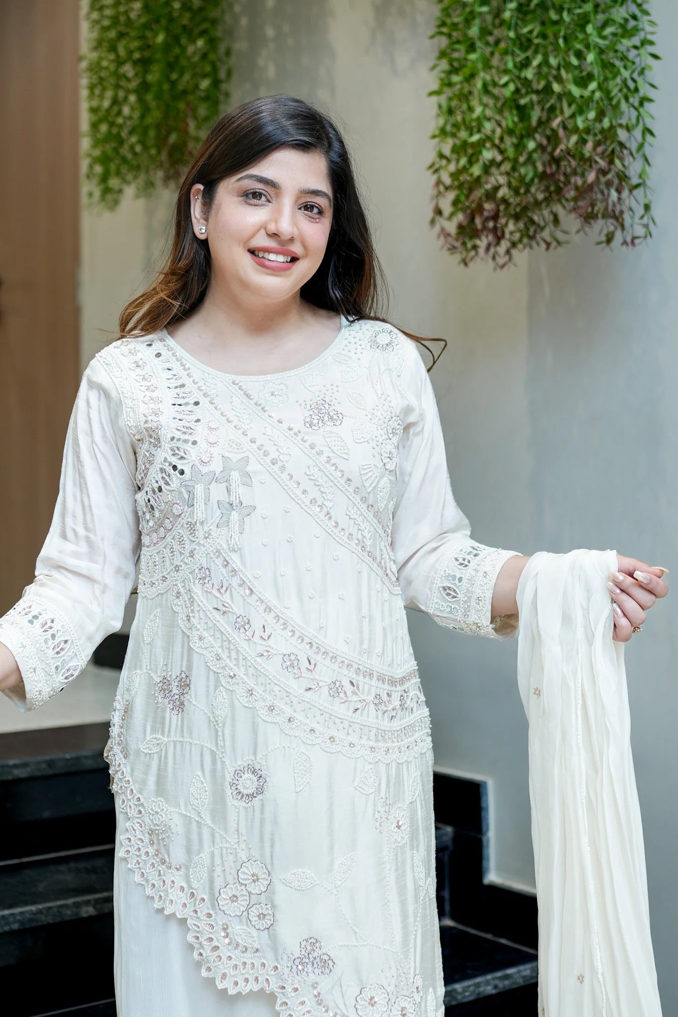 Embroidered Upside Down Silk Suit Set