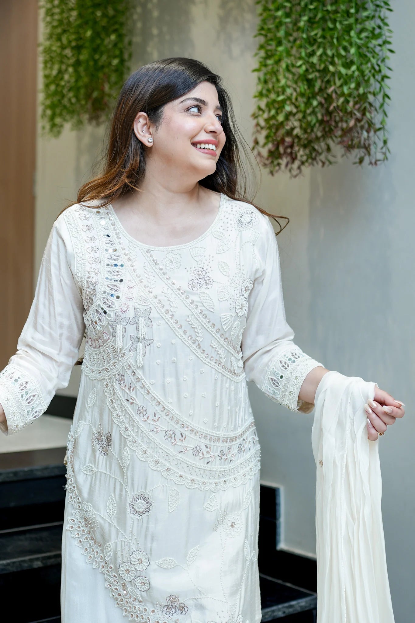 Embroidered Upside Down Silk Suit Set