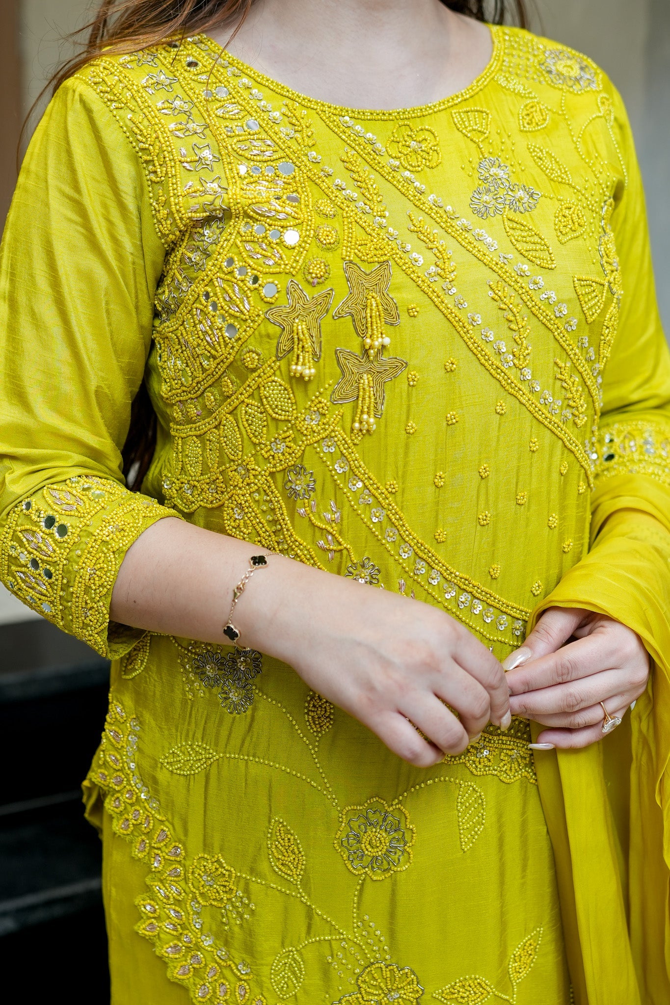 Embroidered Upside Down Silk Suit Set