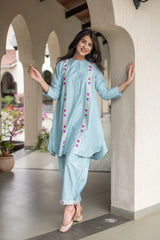 Blended Silk Cotton Powder Blue Co-Ord