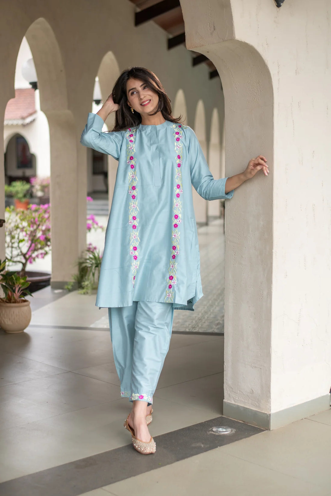 Blended Silk Cotton Powder Blue Co-Ord