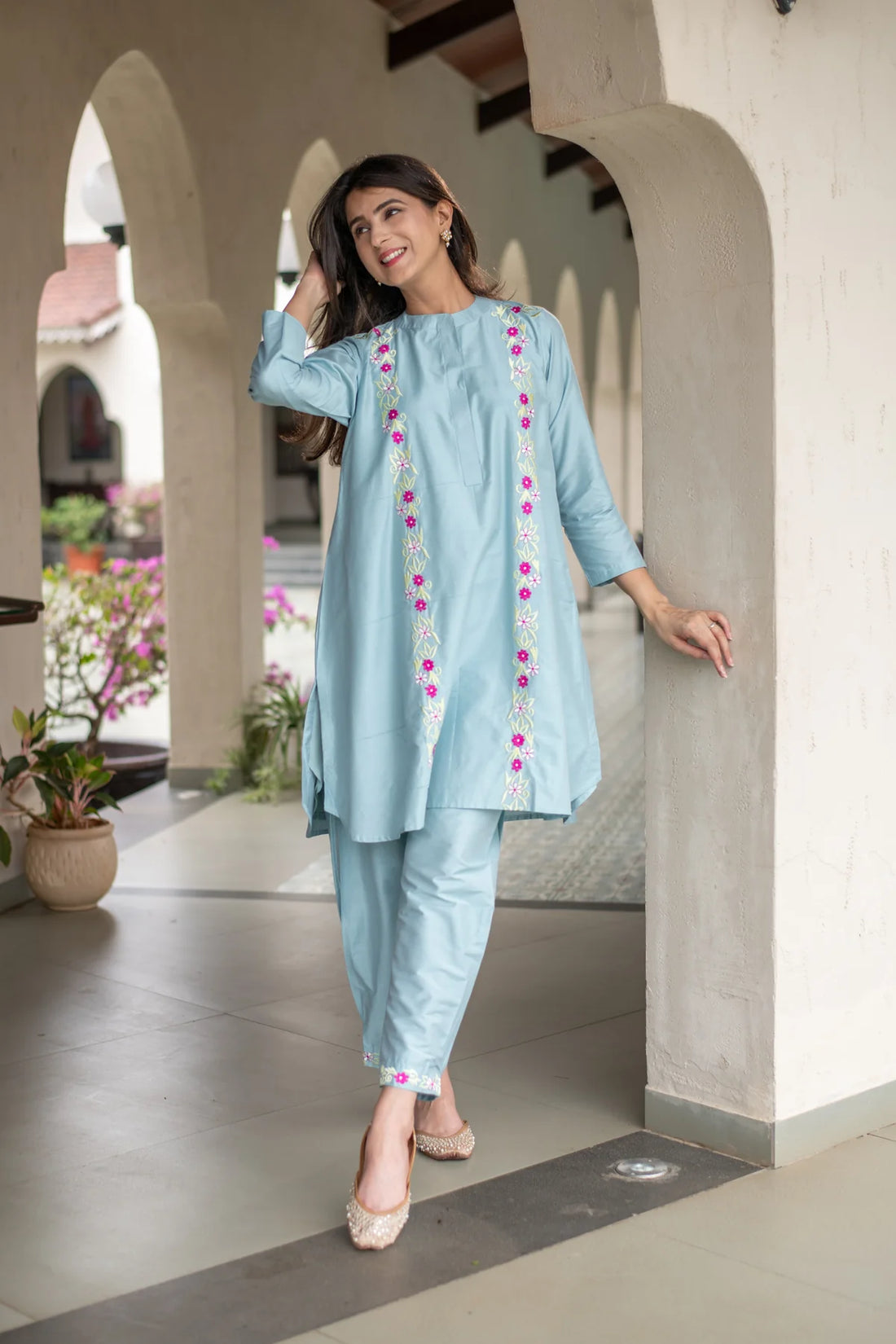 Blended Silk Cotton Powder Blue Co-Ord