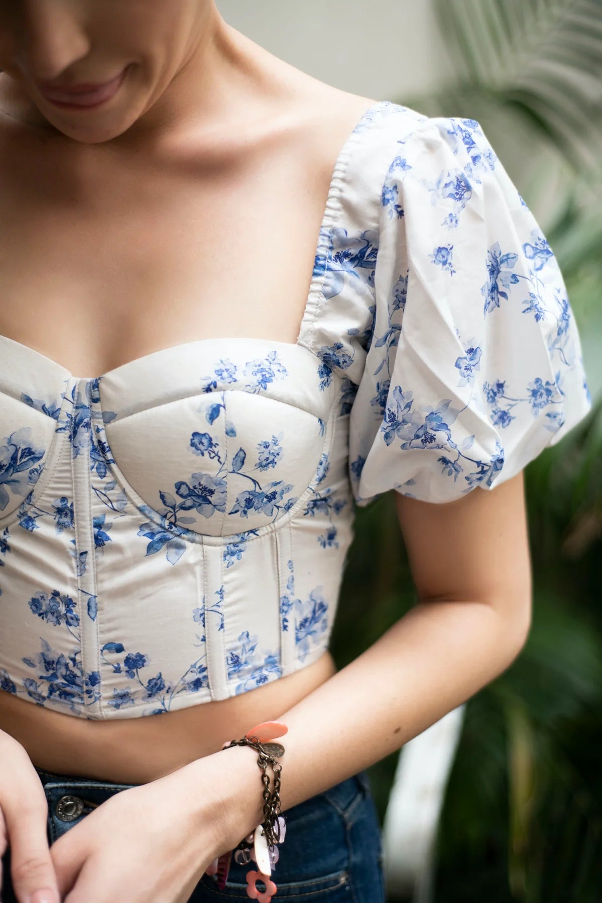 Floral blue top for women