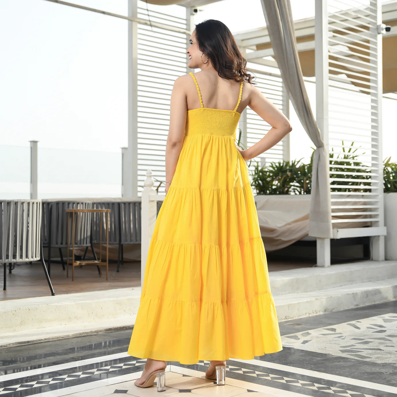 Cotton Aureolin Yellow Long Dress