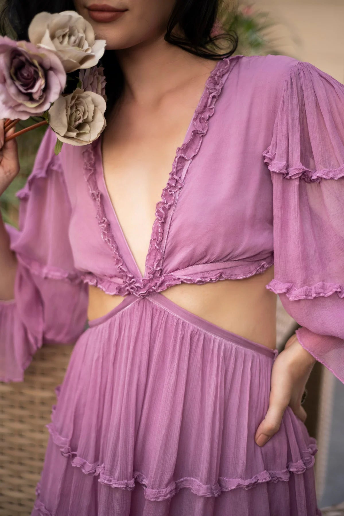 frill trim dress