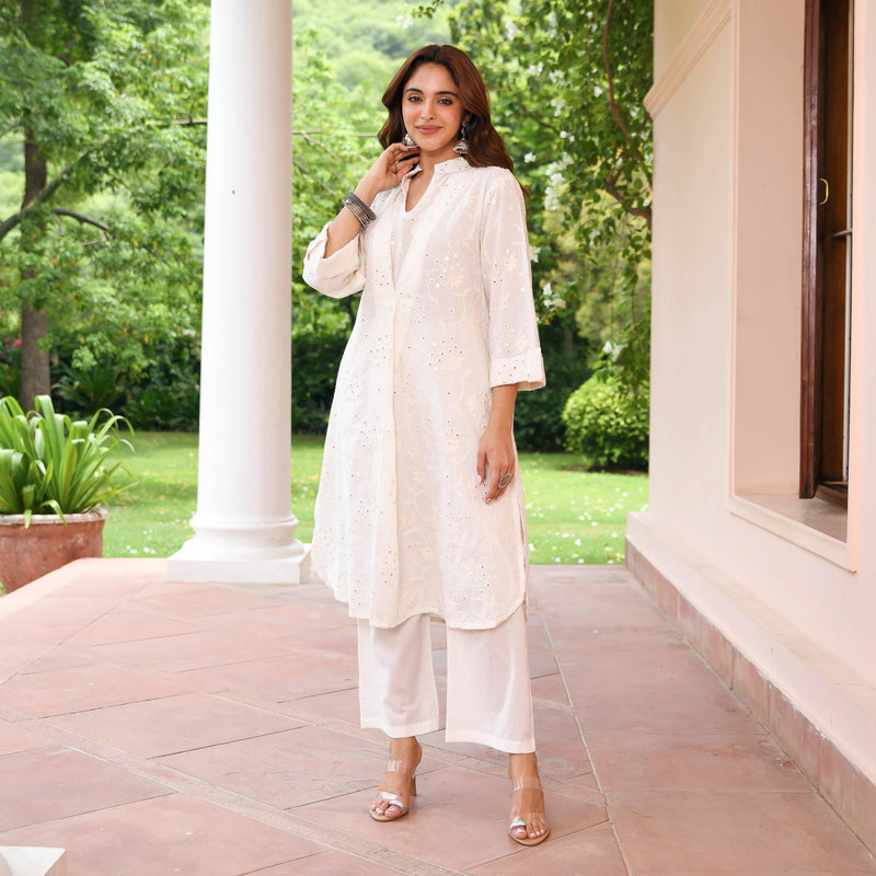 Embroidered pants set