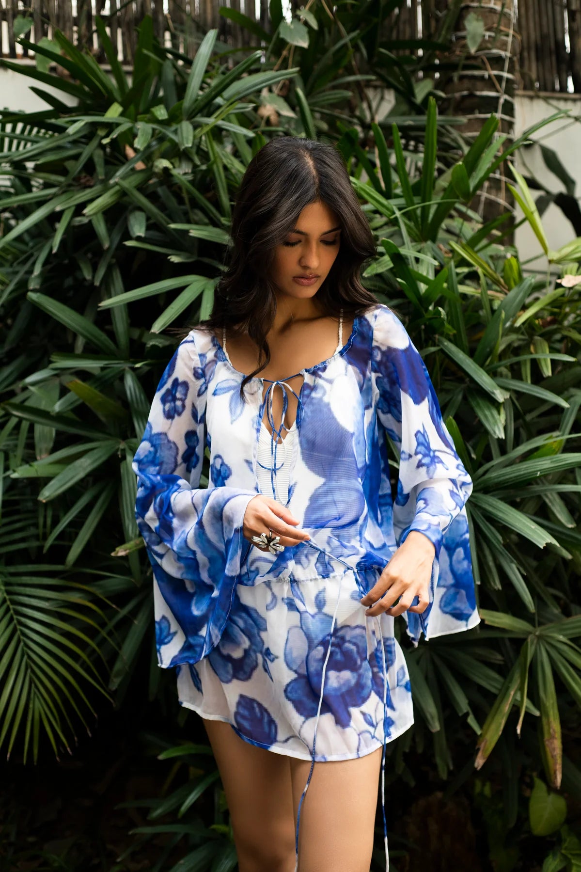 Crystal Printer Chiffon Beachwear