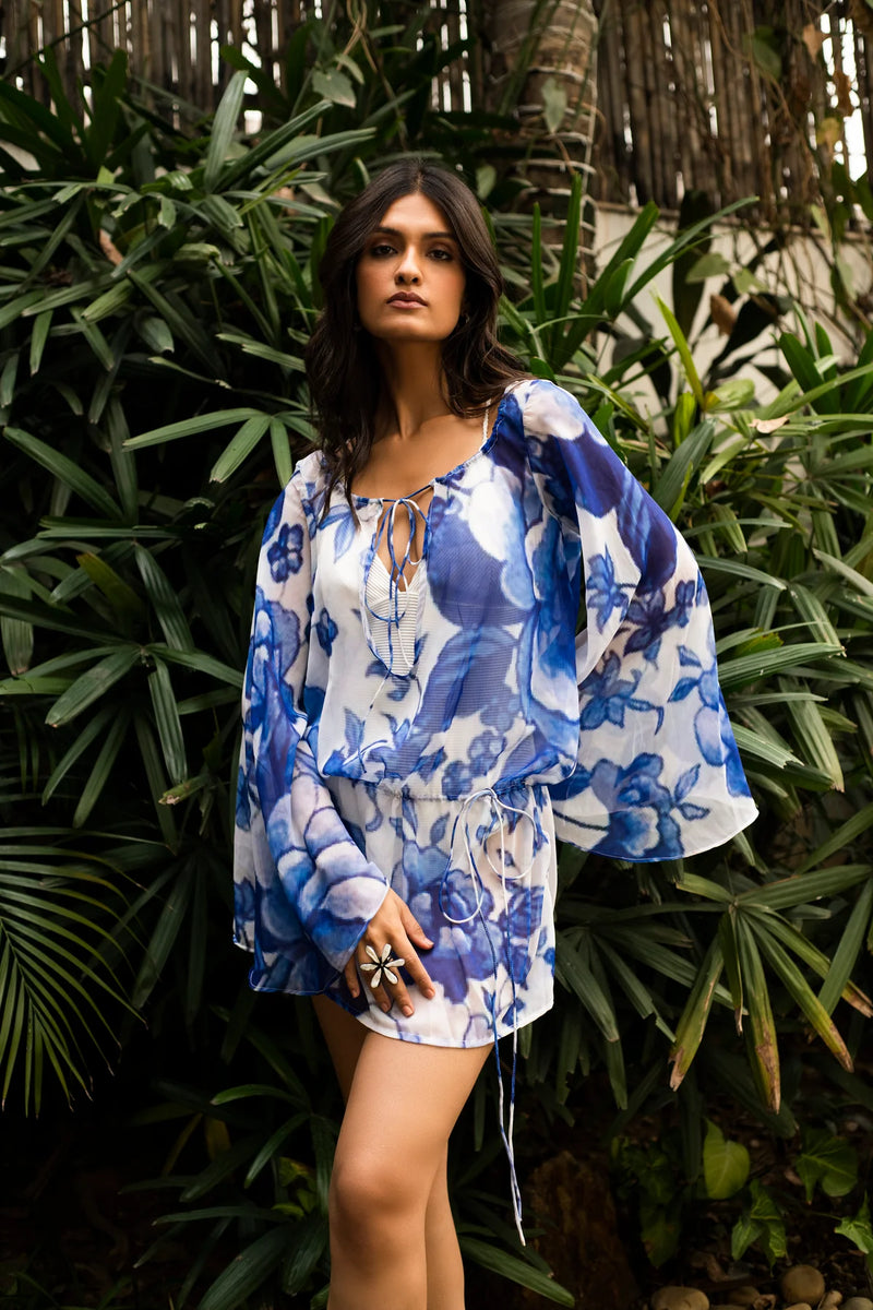 sheer beachwear with front tie