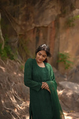 Pine Green Viscose Chikankari Kurti