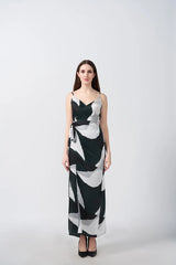 Dark Green, Grey and Black Wrap Dress