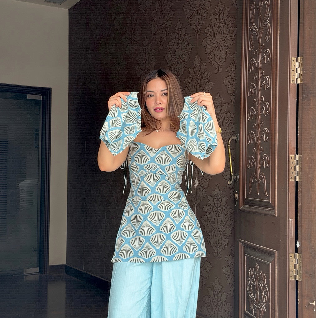 Azure Seashell Corset Top
