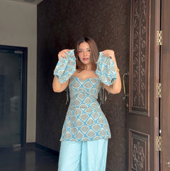 Azure Seashell Corset Top