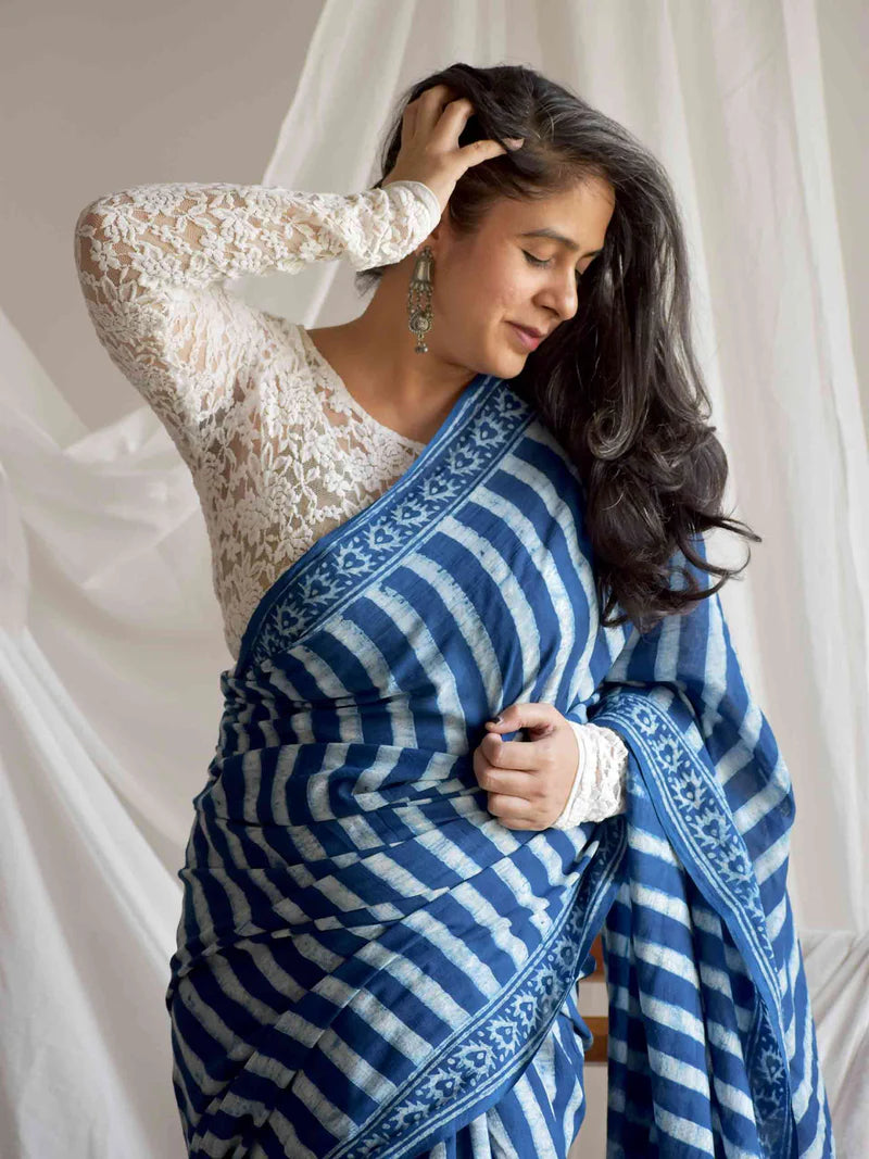 striped cotton saree