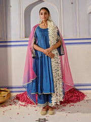Dola Silk Blue Anarkali Palazzo Kurta