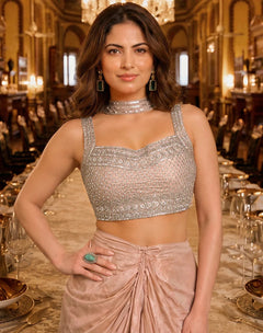 Bollywood Moonlit Glam Draped Ensemble Skirt Set