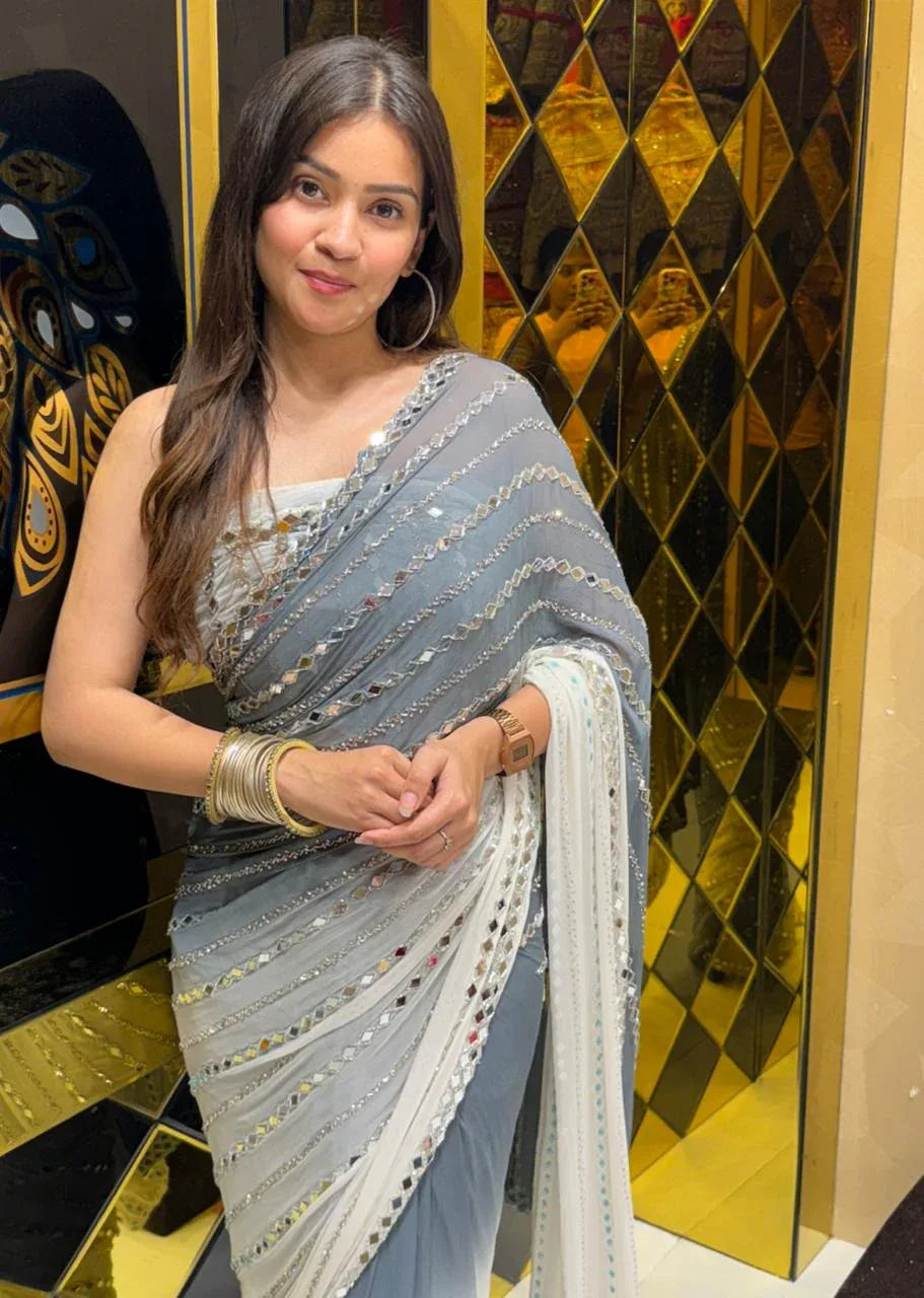 Premium Handwork Pure Chiffon Saree