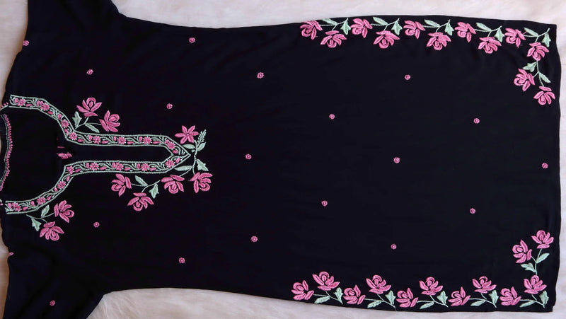 Black and Baby Pink Modal Kurta Set