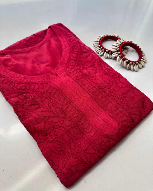 Pure Muslin Cottons Jaal Work Chikankari Kurtas 3024