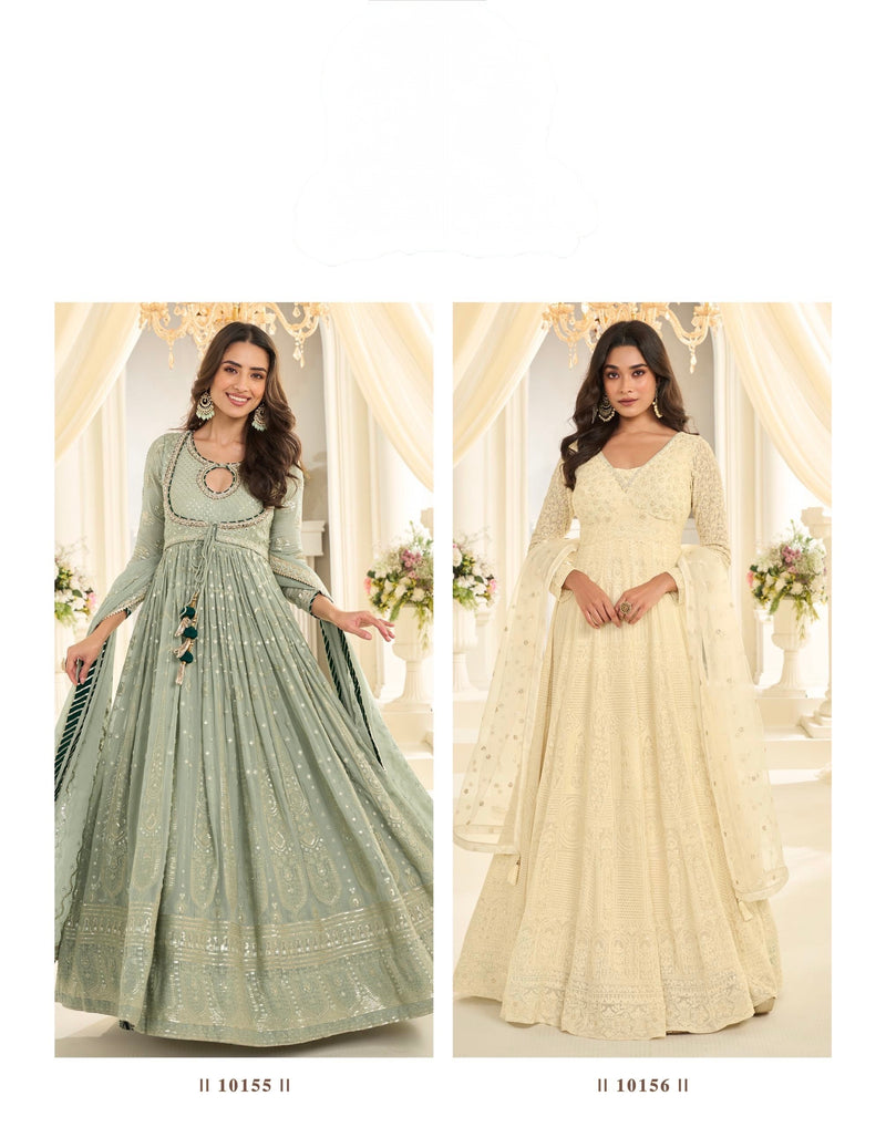 Georgette With Embroidered Gown And Dupatta Collection